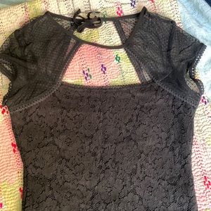 UO Silence + Noise Black Lace Floral Dress